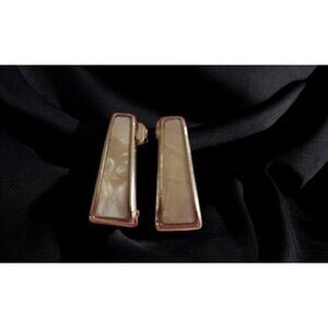 Vintage AVON Goldtone and Honey Yellow Geometric Stud Earrings